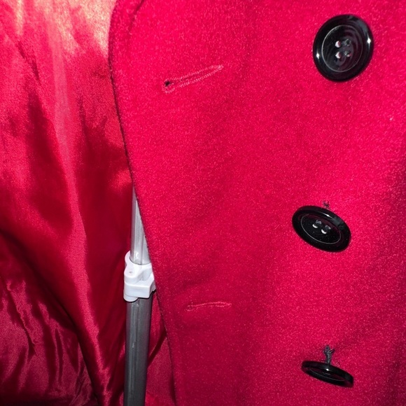 St. John's Bay Women's Red Double-Breasted Pea Coat - Picture 6 of 9